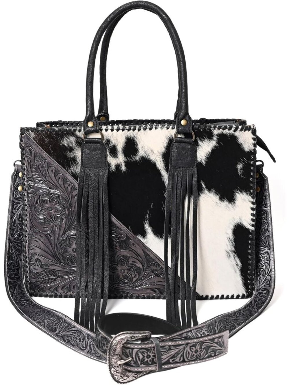 Women Natural Cowhide Leather Hand Bag With Adjustable Detachable Strap | Leathe - Picture 1 of 6